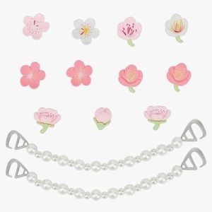 Bling Shoe Charms Shoes Decorations with flower Pearl Chains Fashion Accessorie